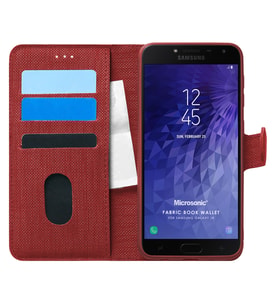 Microsonic Samsung Galaxy J4 Kılıf Fabric Book Wallet Kırmızı