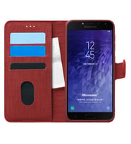 Microsonic Samsung Galaxy J4 Kılıf Fabric Book Wallet Kırmızı