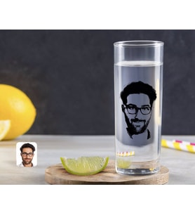 BK Gift Kişiye Özel Renkli Baskılı Erkek Silüet Tasarımlı Vodka Bardağı-1 (Beyaz)