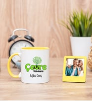Çevre Mühendisi Sarı Kupa Bardak ve Sarı Mini Fotoğraf Çerçevesi