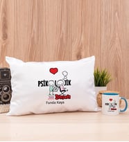 Psikolojik Danışman Dikdörtgen Yastık ve Mavi Kupa Bardak