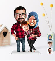 BK Gift Kişiye Özel Aile Karikatürlü Ahşap Biblo - 2