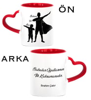 BK Gift Kişiye Özel Babalar Günü Temalı Kırmızı Kalpli Kupa Bardak 29511