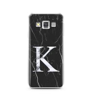 Samsung A3 (2015) Siyah Mermer Harf Tasarımlı Telefon Kılıfı K-Harfi 