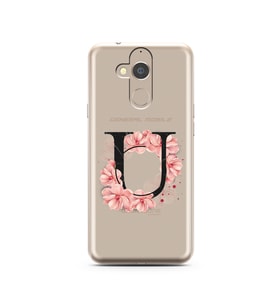 Pembe Çiçekli Harf Tasarım Süper Şeffaf Silikon Telefon Kılıfı General Mobile GM