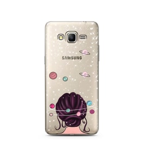 Space Girl Tasarım Süper Şeffaf Silikon Telefon Kılıfı Samsung Grand Prime