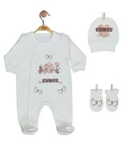 Pia Baby GL 1927-01 İsme Özel Üçlü Tulum Set