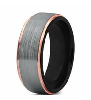 Chavin Bayan Erkek Gri Rose Kenarlı Tungsten Yüzük dm85