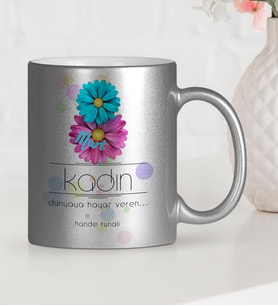 BK Gift Kişiye Özel Kadınlar Günü Temalı Gümüş Yaldızlı Kupa Bardak  9