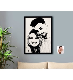 BK Gift Kişiye Özel Sevgililer Silüet Kanvas Tablo 50x70cm-1A