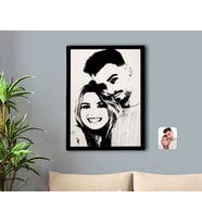 BK Gift Kişiye Özel Sevgililer Silüet Kanvas Tablo 50x70cm-1A