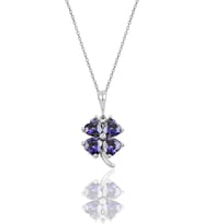 Söğütlü Silver Gümüş mavi mistik topaz rengi yonca modeli kolye SGTL10089MAVİMİSTİK
