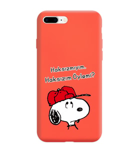 Snoopy Tasarımlı Turuncu Lansman Telefon Kılıfı İphone 7 Plus