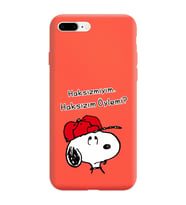 Snoopy Tasarımlı Turuncu Lansman Telefon Kılıfı İphone 7 Plus