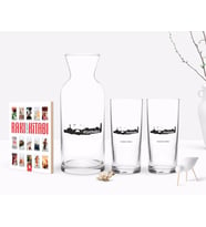 BK Gift Kişiye Özel Renkli Baskılı Diyarbakır Tasarımlı Turistik İkili Rakı Bardağı Karaf ve Cep Kitabı Hediye Seti-2 (Model 1)