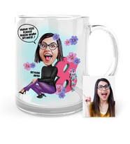 BK Gift Kişiye Özel Kadınlar Günü Temalı Karikatür Cam Kupa Bardak  2