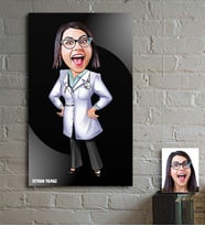 BK Gift Kişiye Özel Bayan Doktor Karikatür Ahşap Tablo - 3