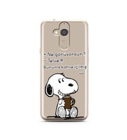 Snoopy Tasarımlı Süper Şeffaf Silikon Telefon Kılıfı General Mobile GM8