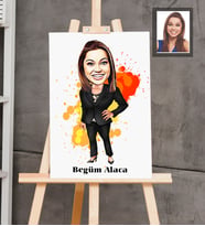 Kişiye Özel Öğretmen Karikatürlü  Ahşap Tablo 30x47 Bayan-14