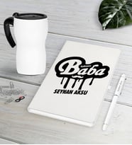 BK Gift Kişiye Özel Kahraman Baba Beyaz Defter Kalem Termos Mug Seti (Model 1)