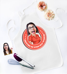 BK Gift Kişiye Özel Kolay Yetişmiyor Karikatür Beyaz Mutfak Önlüğü  1