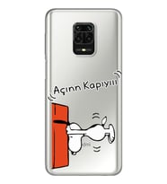 Snoopy Tasarımlı Süper Şeffaf Silikon Telefon Kılıfı Xiomai Redmi Note 9 Pro - N