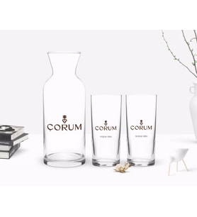 BK Gift Kişiye Özel Renkli Baskılı Çorum Tasarımlı Turistik İkili Rakı Bardağı ve Karaf Hediye Seti-1 (Model 1)