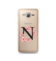 Pembe Çiçekli Harf Tasarım Süper Şeffaf Silikon Telefon Kılıfı Samsung J3 (2016)