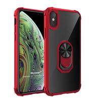 Microsonic Apple iPhone XS Kılıf Grande Clear Ring Holder Kırmızı