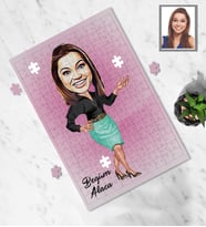 Kişiye Özel Öğretmen Karikatürlü A4 99 Parça Puzzle Bayan-8