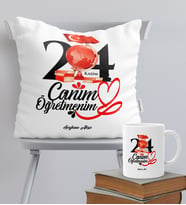 BK Gift Kişiye Özel Canım Öğretmenim Temalı Yastık Kupa Seti - 2