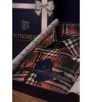 Kiremit Çizgili Slimfit Oduncu Hediye Kutulu Erkek Gömlek