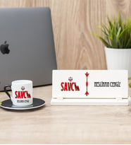 Savcı Siyah Türk Kahvesi Fincanı Ve Masa İsimliği Hediye Seti