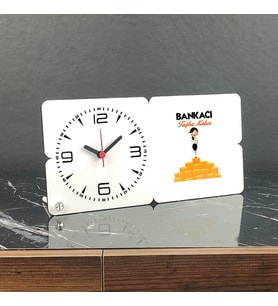 Bankacı Ahşap Masa Saati 004