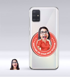 BK Gift Kişiye Özel Bayan Kolay Yetişmiyor Karikatürlü Samsung Galaxy A51 İnce Şeffaf Silikon Telefon Kapağı-3 (Beyaz)