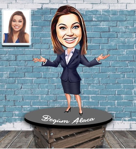 Kişiye Özel İş Kadını Karikatürlü Ahşap Biblo Bayan-3