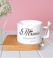BK Gift Kişiye Özel Mânâ Munis Ahşap Altlıklı Seramik Fincan-1 (Beyaz)