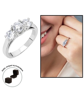 Starlight Diamond Pırlanta Montür Mini Tasarım 925 Ayar Gümüş Bayan Tria Yüzük