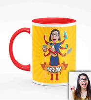 BK Gift Kişiye Özel Anneler Günü Temalı Karikatürlü Kırmızı Kupa Bardak K2