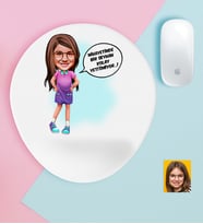 BK Gift Kişiye Özel Kız Çocuk Kolay Yetişmiyor Karikatürlü Bilek Destekli Mouse Pad-5 (Beyaz)