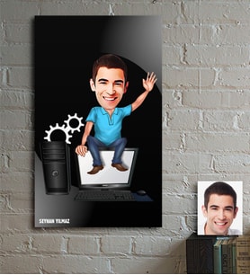 BK Gift Kişiye Özel Bay Bilgisayar Mühendisi Karikatür Ahşap Tablo - 1