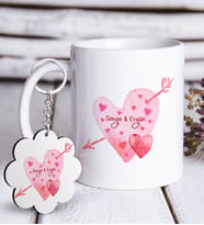BK Gift Kişiye Özel Sevgililer Günü Beyaz Kupa ve Anahtarlık Hediye Seti-47 (Model 1)