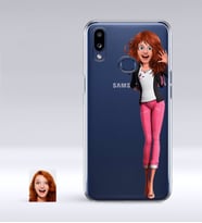 BK Gift Kişiye Özel Kadın Animasyon Karikatürlü Samsung Galaxy A10s İnce Şeffaf Silikon Telefon Kapağı-4 (Beyaz)