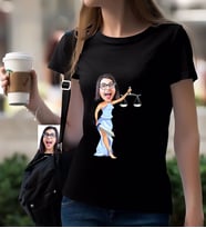 BK Gift Kişiye Özel Bayan Avukat Karikatürlü Siyah T-Shirt-2