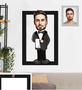 Kişiye Özel Şef Garson Karikatürlü 3D Ahşap Tablo 30x47 Bay-1