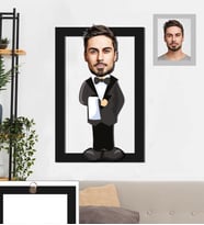 Kişiye Özel Şef Garson Karikatürlü 3D Ahşap Tablo 30x47 Bay-1