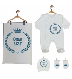 Pia Baby GL 2008 İsme Özel Taçlı Battaniye Tulum Set