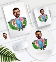 BK Gift Kişiye Özel Bay Çiftçi Karikatürlü Defter Kalem Kupa Mouse Pad Seti (Model 1)