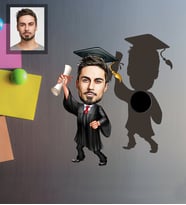 Kişiye Özel Mezuniyet Karikatürlü Ahşap Magnet Bay-3