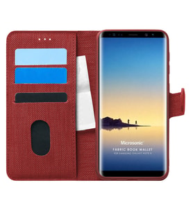 Microsonic Samsung Galaxy Note 8 Kılıf Fabric Book Wallet Kırmızı